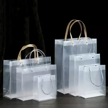 Матовые пластиковые пакеты с ручками ПВХ полупрозрачная сувенирная сумка-тоут для вечеринок декор прозрачная подарочная упаковка сумка для хранения принадлежностей