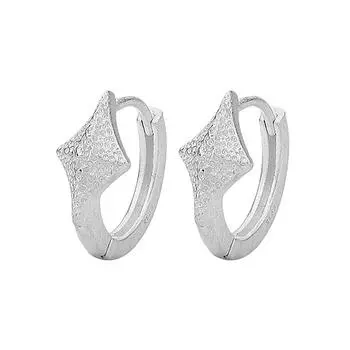 Матовые Тетрагональные Серьги-Звезды Простые Студенческие Повседневные Серьги-Звезды Женские Модные Матовые Серьги-Звезды Copper (silver)