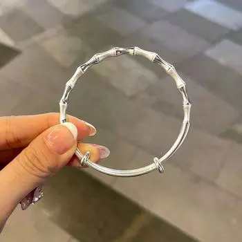 Матовый бамбуковый браслет Step Up с серебряным покрытием, женский простой открытый браслет в стиле ретро