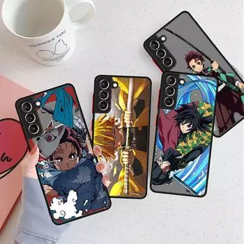 Матовый чехол Anime Demon Slayer для Samsung Galaxy S22 S20 S21 FE S10 S9 Plus S8 Capa Note 20 Ultra 10 Lite Phone Fundas Samsung S22 5G