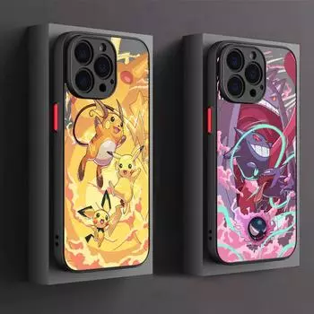Матовый чехол для Apple iPhone 11, 13, 15, 14 Pro Max 12 Mini 7 8 Plus XR X XS SE 6 6S, чехол из ТПУ, чехол для телефона с рисунком Покемонов Пикачу iPhone 15