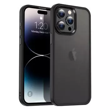 Матовый чехол для Iphone 15 Pro Max 14 Plus 13 12 11 Противоударный военный класс Защита от падения Матовая полупрозрачная задняя крышка телефона Черные аксессуары For iPhone 15 чёрный
