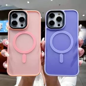 Матовый чехол для телефона с магнитной беспроводной зарядкой для Iphone 14 13 12 11 Pro Max 14pro Max, противоударный бампер, прозрачная силиконовая задняя крышка For iPhone 12