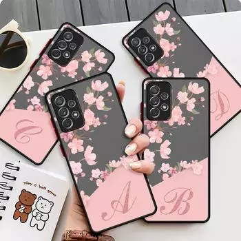 Матовый чехол Flower Letter Pink ABC для Samsung Galaxy A52 A12 A51 A32 A21s A71 A32 5G A12 A22 A53 A70 A50 A30, жесткий чехол для телефона Samsung A73 5G