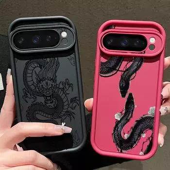 Матовый чехол из ТПУ с рисунком неземного дракона для Google Pixel 9 Pro XL 8 Pro 8A с рисунком розы и змеи, мягкий противоударный чехол для телефона Google Pixel 9 чёрный