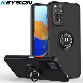 Матовый чехол KEYSION для Redmi Note 11 11S 11 Pro 5G, противоударная задняя крышка с прозрачным кольцом для Redmi Note 11 Pro + 5G for Redmi Note 11 чёрный