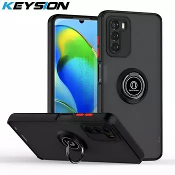 Матовый чехол KEYSION для телефона Motorola MOTO G42 G32 G22 G30 G20 G10, противоударный чехол с прозрачным кольцом и подставкой для телефона MOTO E32 4G for MOTO G42 красный