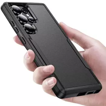 Матовый чехол PC Silicone 2 в 1 для Samsung Galaxy S25 Ultra S22 S23 FE S24 Plus S21 A56 A36 A16 5G A15 A35 A55 A54 A14 Cover for Galaxy S25 чёрный