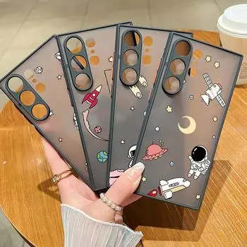 Матовый чехол-бампер для Samsung S25 S24 Plus S23 FE Ultra S22 S21 S20 Fe A54 A53 5G A34 A32 A73 A24 с акриловым мягким краем и противоударным покрытием Samsung S23 чёрный