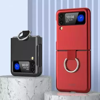 Матовый чехол с кольцом на палец против царапин для Samsung Galaxy Z Flip4 Flip 3 Flip4 Flip3 5g, нескользящие аксессуары для мобильных телефонов for Samsung Z Flip 4 фиолетовый