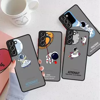 Матовый чехол с милым мультяшным астронавтом для Samsung Galaxy S22 S20 S21 FE S10 S9 Plus S8 Capa Note 20 Ultra 10 Lite, чехол для телефона Samsung S22 5G