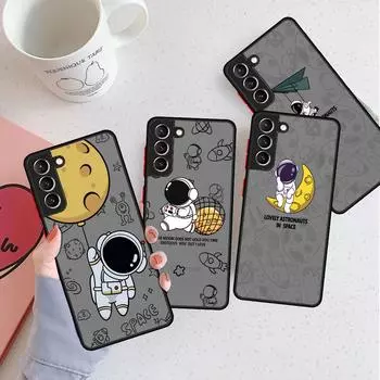Матовый чехол с милым мультяшным астронавтом для Samsung Galaxy S22 S20 S21 FE S10 S9 Plus S8 Capa Note 20 Ultra 10 Lite, чехол для телефона Samsung S22 5G