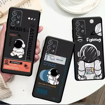 Матовый чехол с рисунком космонавта для Samsung Galaxy A13 A52 5G A71 A11 A22 A51 4G A32 A12 A72 A21s A31 A53 A42 A73, черный Samsung A11