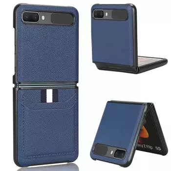 Матовый чехол с слотом для карт Samsung Z Flip4, чехол для Samsung Galaxy Z Flip 4 Flip4 Flip3 Flip 3, противоударный кожаный чехол for Samsung Z Flip 4 синий