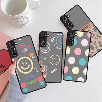 Матовый чехол со смайликом в полоску для Samsung Galaxy S22 S20 S21 FE S10 S9 Plus S8 Capa Note 20 Ultra 10 Lite, чехол для телефона Samsung S22 5G