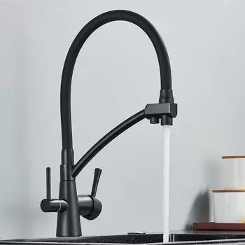 Матовый черный кухонный смеситель, кухонный смеситель с фильтром, очистительный кухонный смеситель матовый черный