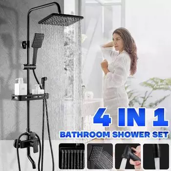 Матовый черный набор смесителей для душа для ванной комнаты, настенное крепление, смеситель для душа с дождевой водой, смеситель для душа для ванны, 3-ходовой смеситель для душа stainless steel