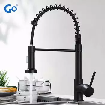 Матовый черный смеситель для кухонной мойки, выдвижной смеситель для кухни, смеситель с одной ручкой, вращение на 360 градусов, смеситель Torneira Cozinha чёрный