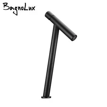 Матовый черный смеситель для раковины, наклонный смеситель для мойки, горячая и холодная вода, однорычажный смеситель на одно отверстие, настенный смеситель для ванной комнаты