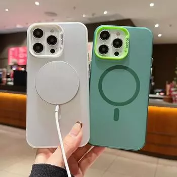 Матовый цветной серебристый магнитный чехол для телефона iPhone 11 12 13 14 15 16 Samsung S20FE S21 S22 S23 S24 S25 TPU мягкий силиконовый противоударный жесткий чехол iPhone 14 Pro Max синий