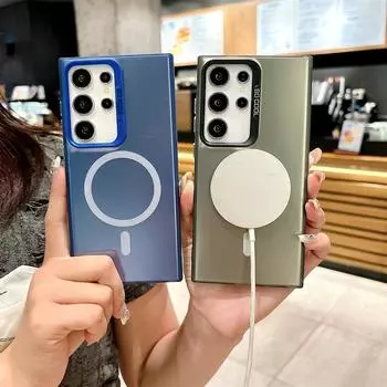 Матовый цветной серебристый магнитный чехол для телефона iPhone 11 12 13 14 15 16 Samsung S20FE S21 S22 S23 S24 S25 TPU мягкий силиконовый противоударный жесткий чехол Samsung S24 FE серебряный