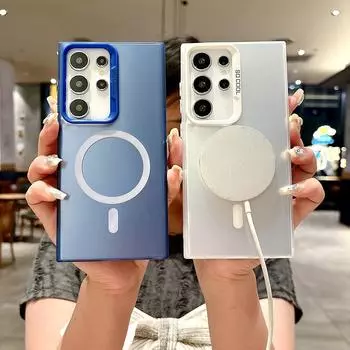 Матовый цветной серебристый магнитный чехол для телефона iPhone 11 12 13 14 15 16 Samsung S20FE S21 S22 S23 S24 S25 TPU мягкий силиконовый противоударный жесткий чехол iPhone 14 Plus чёрный