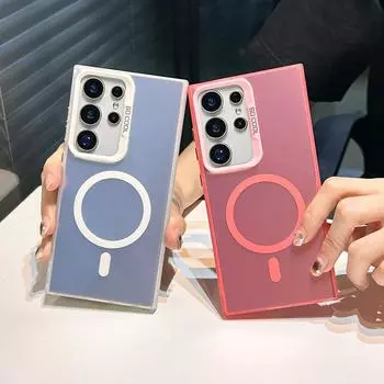 Матовый цветной серебристый магнитный чехол для телефона iPhone 11 12 13 14 15 16 Samsung S20FE S21 S22 S23 S24 S25 TPU мягкий силиконовый противоударный жесткий чехол iPhone 12 Pro темно-розовый