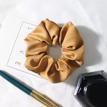 Матовый цветной тканевый ободок для волос в виде свиной кишки, украшение для волос, однотонная веревка для головы темно-желтого