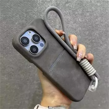 Матовый держатель для карт с ремешком на запястье для iPhone 16 15 Plus 13 12 14 Pro Max кожаный чехол-бампер для камеры iPhone 16 Pro Max белый