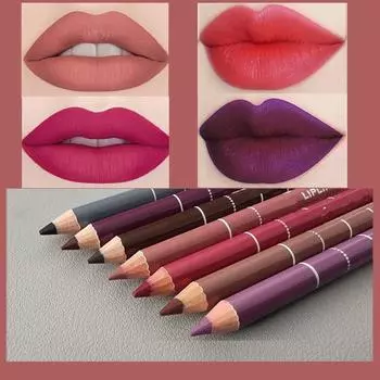 Матовый карандаш для губ Водостойкий карандаш для губ Красный фиолетовый карандаш для губ Стойкий карандаш для губ Nude Женский контурный макияж Красота Косметика