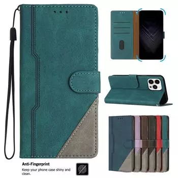 Матовый кожаный чехол-бумажник с откидной крышкой в стиле ретро для iPhone 15 14 Plus 13 12 11 Pro Max XS MAX для Samsung S23 S22 S21 S20 Ultra Plus Note20Ultra A15 A54 iPhone 6/6S чёрный