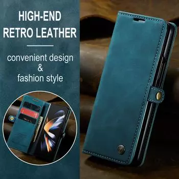 Матовый кожаный чехол для телефона для Samsung Galaxy Z Fold4 5g Fold 4 Fold5 Fold 5 Zfold4 Держатель для карт Сумка-кошелек for Samsung Z Fold 5 вино красного