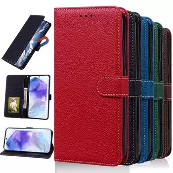 Матовый кожаный чехол-книжка-бумажник для Samsung Galaxy A05 A05S A15 A25 A35 A55 M34 A 55 5G S24 Ultra Plus, противоударный чехол-держатель For Samsung Galaxy A15 кофейный