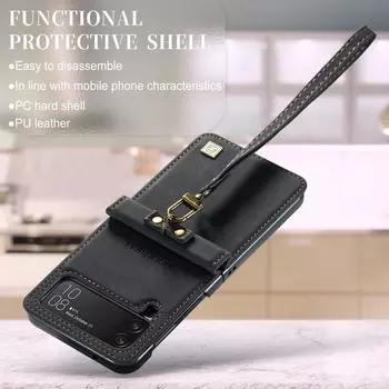 Матовый кожаный ремешок с защитой от царапин, чехол для телефона Samsung Galaxy Z Flip4 Flip 4 5g Zflip4, аксессуары для телефонов Samsung Flip4 for Samsung Z Flip 4 чёрный