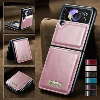 Матовый кожаный складной чехол-сумка для мобильного телефона для Samsung Galaxy Z Flip4 Flip3 Flip 4 5g Zflip4 Flip 3, чехлы без отпечатков пальцев for Samsung z Flip 3 розовый