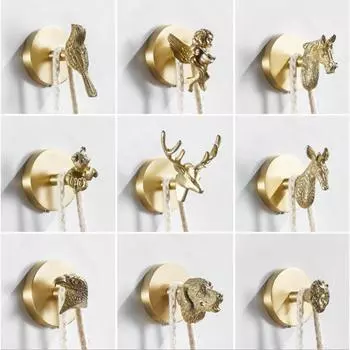 Матовый крючок для одежды в виде животного, вешалка для халата в ванной, вешалка для одежды в гостиной, крючок для полотенец из латуни