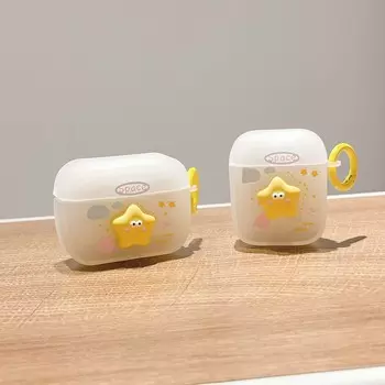 Матовый круглый брелок со звездами и звездами, беспроводная Bluetooth-гарнитура, зарядное устройство для Apple Airpod 1 2 3 Pro, милый чехол для наушников For Airpods 1 2