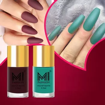 Матовый лак для ногтей, уникальный набор из 2 широких кисточек (Синий,Вино) 9,9 мл каждая 9.9ml