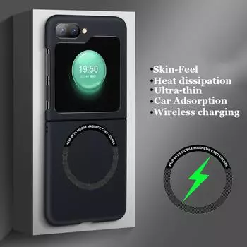 Матовый магнитный чехол для ПК с защитой от отпечатков пальцев для Samsung Galaxy W22 W23 W24 Z Flip 6 5 4 3 Flip5 Flip6 Автомобильный адсорбционный противоударный чехол-накладка Z Flip3 5G чёрный