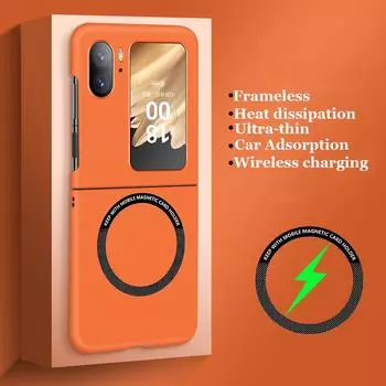 Матовый магнитный чехол для ПК с защитой от отпечатков пальцев для Oppo Find N3 N2, флип-адсорбционный противоударный чехол для автомобиля, задняя крышка Find N2 Flip чёрный