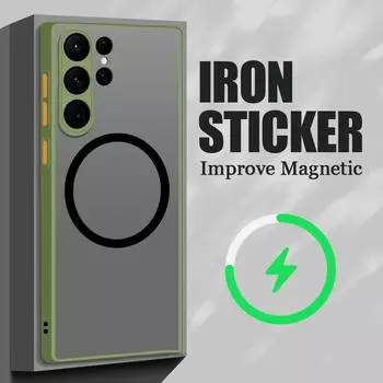 Матовый магнитный чехол для Samsung Galaxy S23 S22 S21 S20 Ultra Plus FE A54 A53 A52 A32 A13 A34 4G 5G, матовый чехол для беспроводной зарядки For Samsung S24