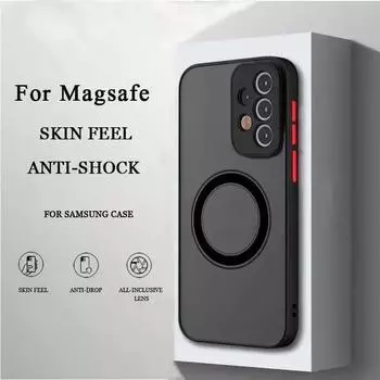 Матовый магнитный чехол для Samsung Galaxy S23 S22 S21 S20 Ultra Plus FE S24 Ultra, матовый чехол для беспроводной зарядки Samsung S20 FE чёрный