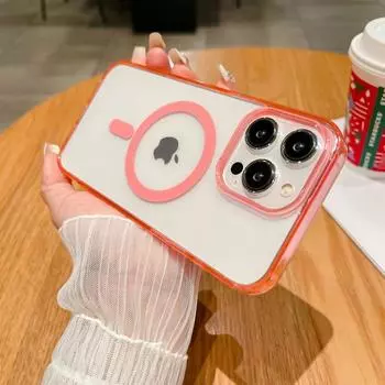 Матовый магнитный чехол для телефона с беспроводной зарядкой для iPhone 16 Pro Max 16 Plus 16 iPhone 15 14 13 12 11 XR с полупрозрачной цветной рамкой, противоударный чехол iPhone XS MAX белый