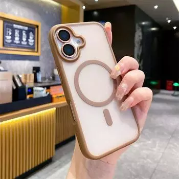 Матовый магнитный чехол Magsafe Translucency для iPhone 16 15 14 13 12 11 Pro Max Plus, прочный противоударный чехол для беспроводной зарядки iPhone 16 Pro Max чёрный