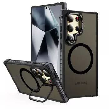 Матовый магнитный чехол с однотонной рамкой для Samsung S25 S24 FE S23 Ultra A15 A55 A35 A14 A54 A34, противоударный чехол-бампер Magsafe Samsung S25 чёрный