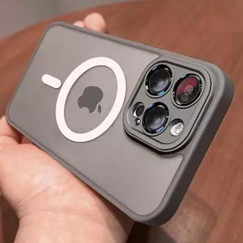 Матовый магнитный полупрозрачный чехол с беспроводной зарядкой для iPhone 15 14 13 12 Pro Max Plus Magsafe, полная защита объектива, жесткая задняя крышка For iPhone 15