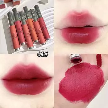 Матовый матовый блеск для губ, блеск для губ, матовая белая, ржаво-коричневая, стойкая бархатная помада 2.5g