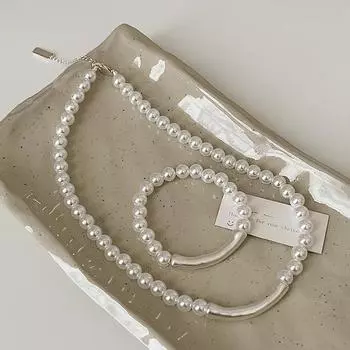 Матовый металлический браслет с жемчугом, женский, французский, ретро, легкий, роскошный, индивидуальный, модный, элегантный, универсальный, ожерелье, цепочка на шею, ключичная цепочка