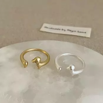 Матовый металлический такса собака открытое кольцо женское нишевое дизайн чувство индивидуальности мода универсальное кольцо кольцо