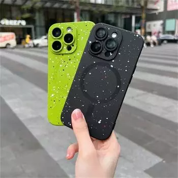 Матовый мягкий силиконовый чехол для iPhone 16 15 14 13 12 11 Pro Max для беспроводной зарядки Magsafe, магнитный бампер, задняя крышка iPhone 16 Pro Max чёрный